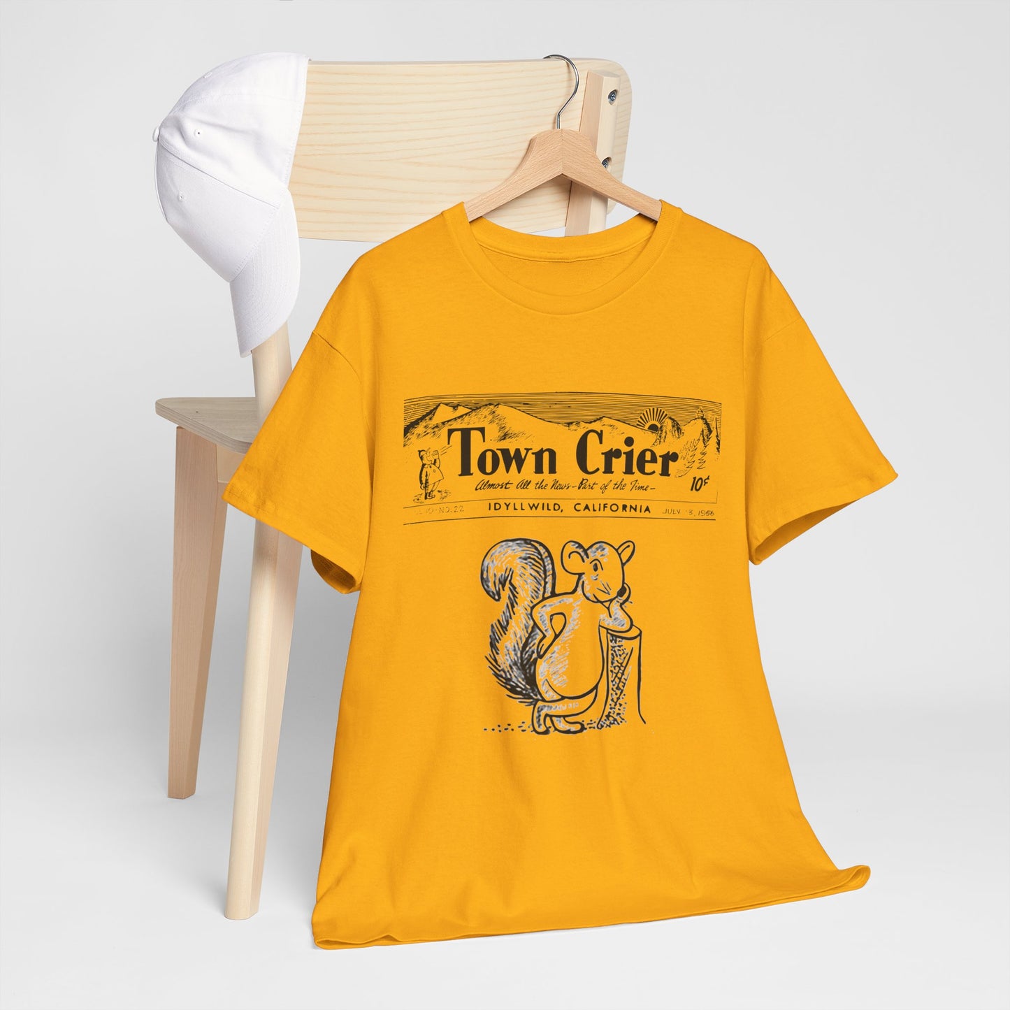 Town Crier Squirrel Tee | Vintage Newspaper Illustration T-Shirt