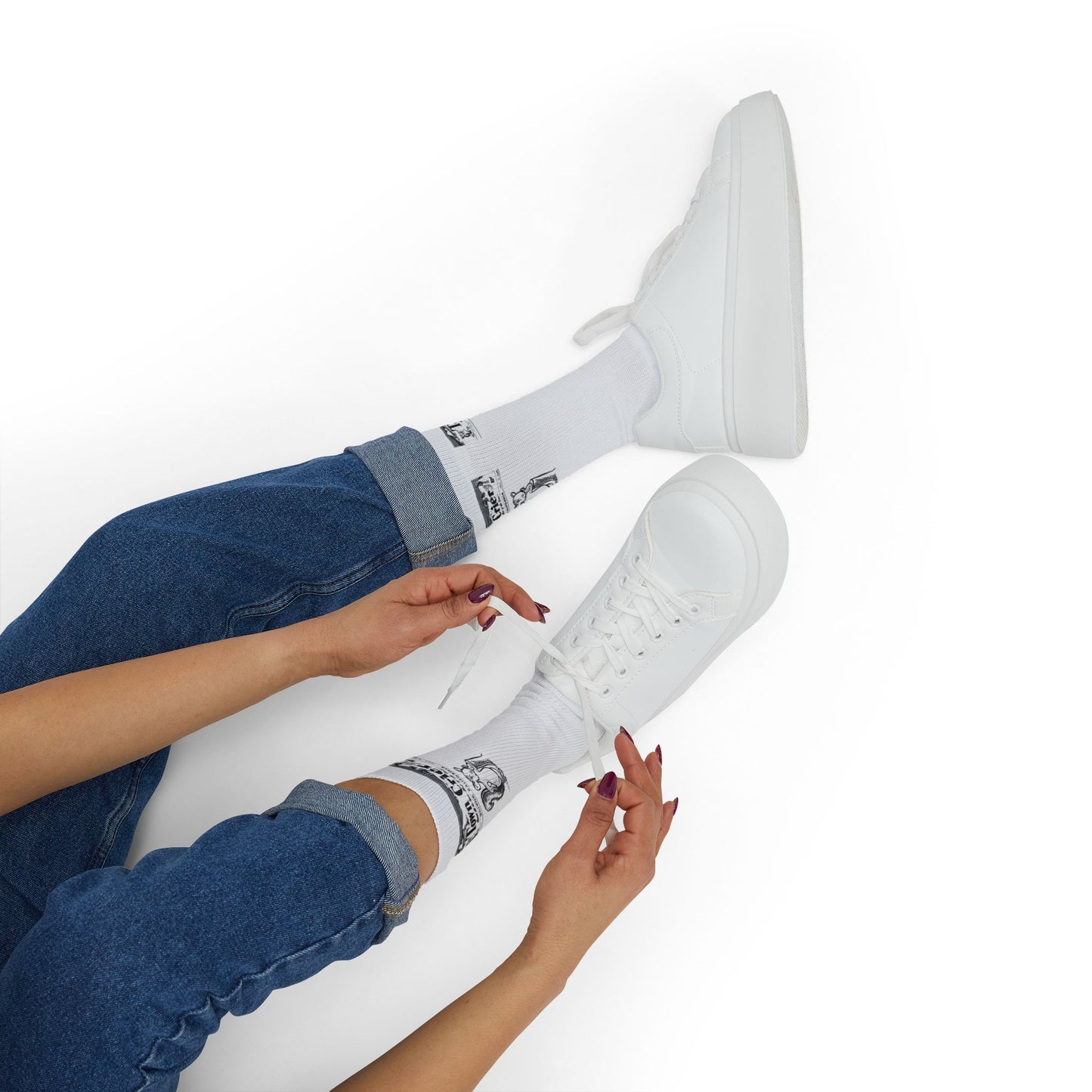 Vintage Newspaper Print Socks – Sublimation Graphic Crew Socks