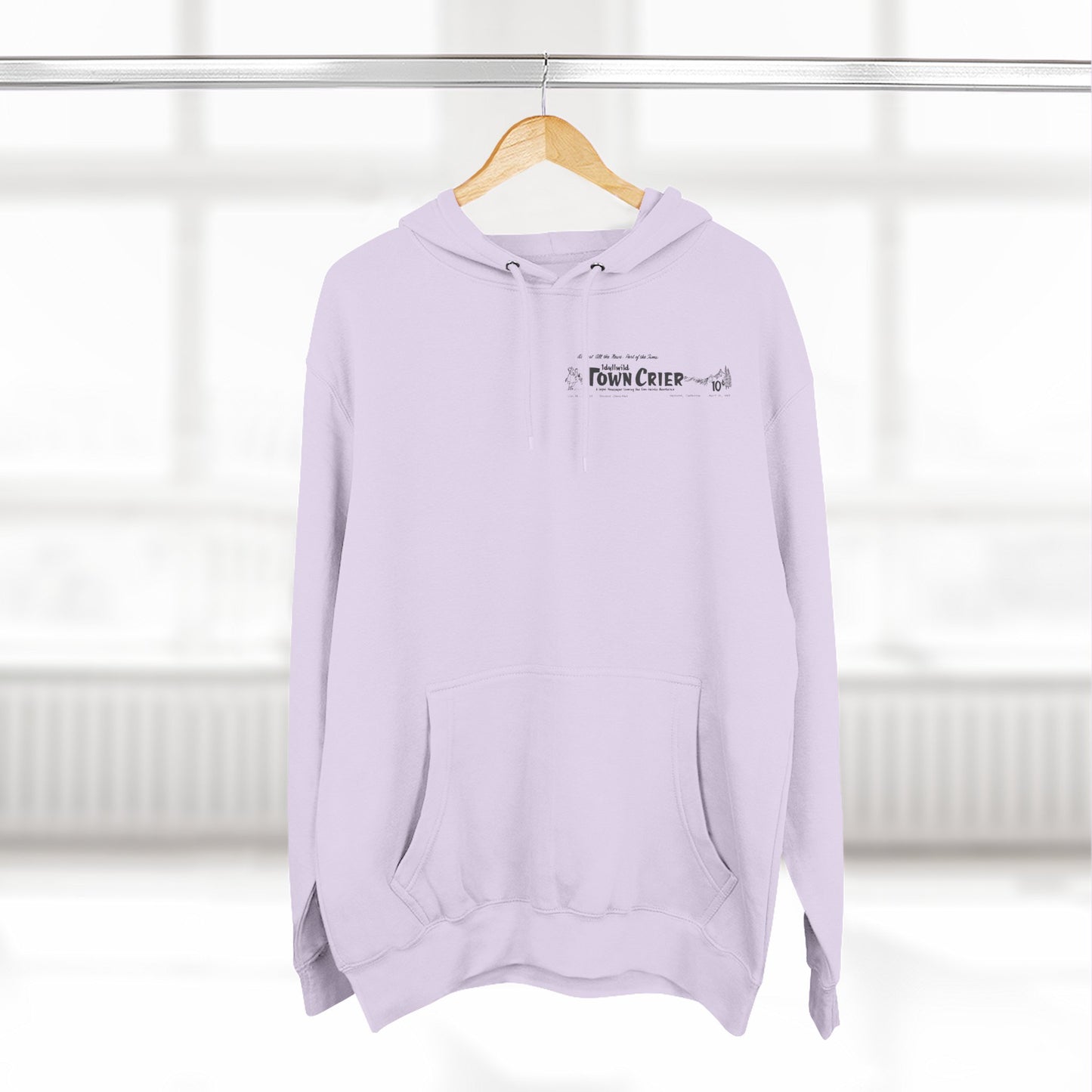 Town Crier Squirrel Hoodie — Vintage Newspaper Style Fleece Pullover