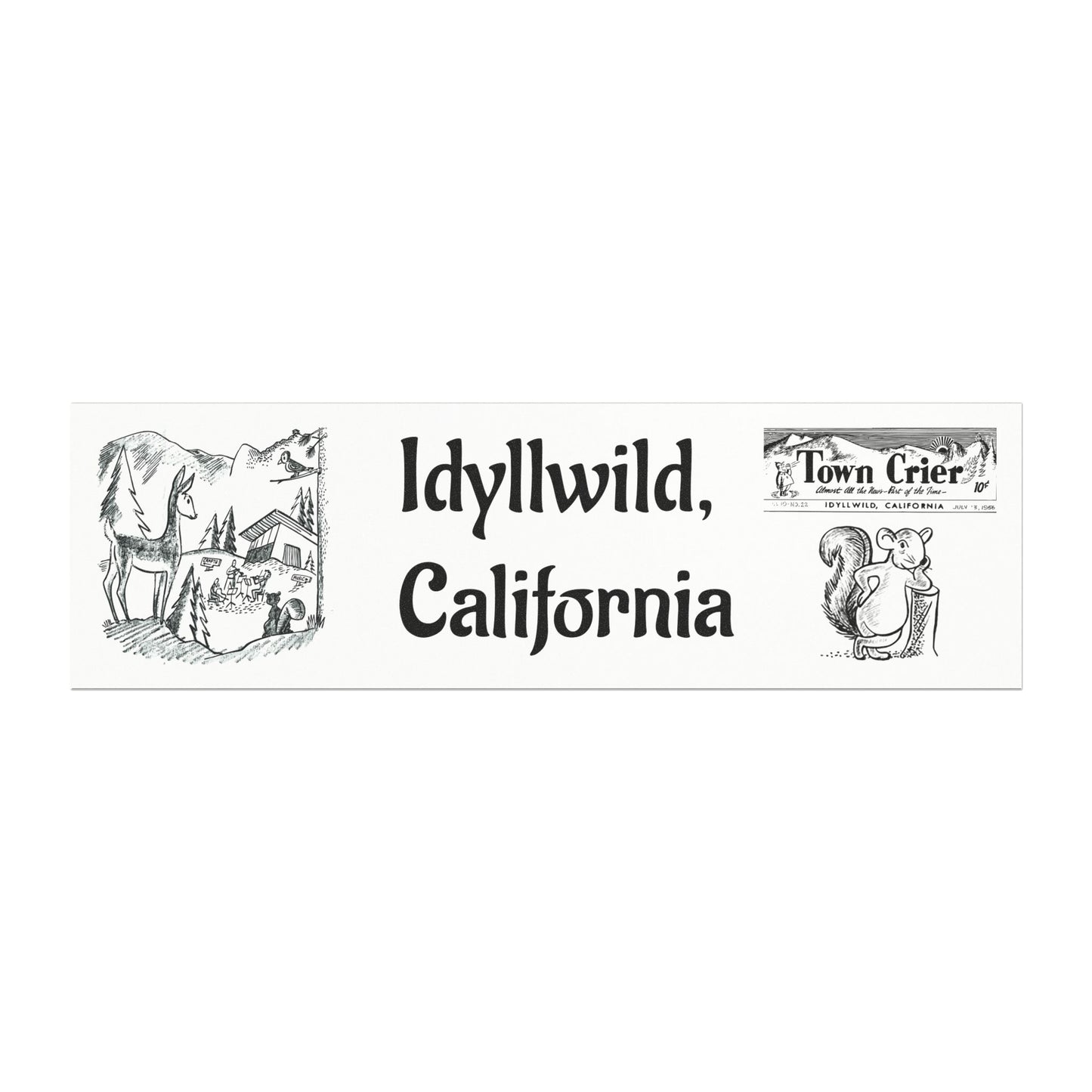 Idyllwild California Scenic Car Magnet — Vintage Mountains, Campfire & Deer Design