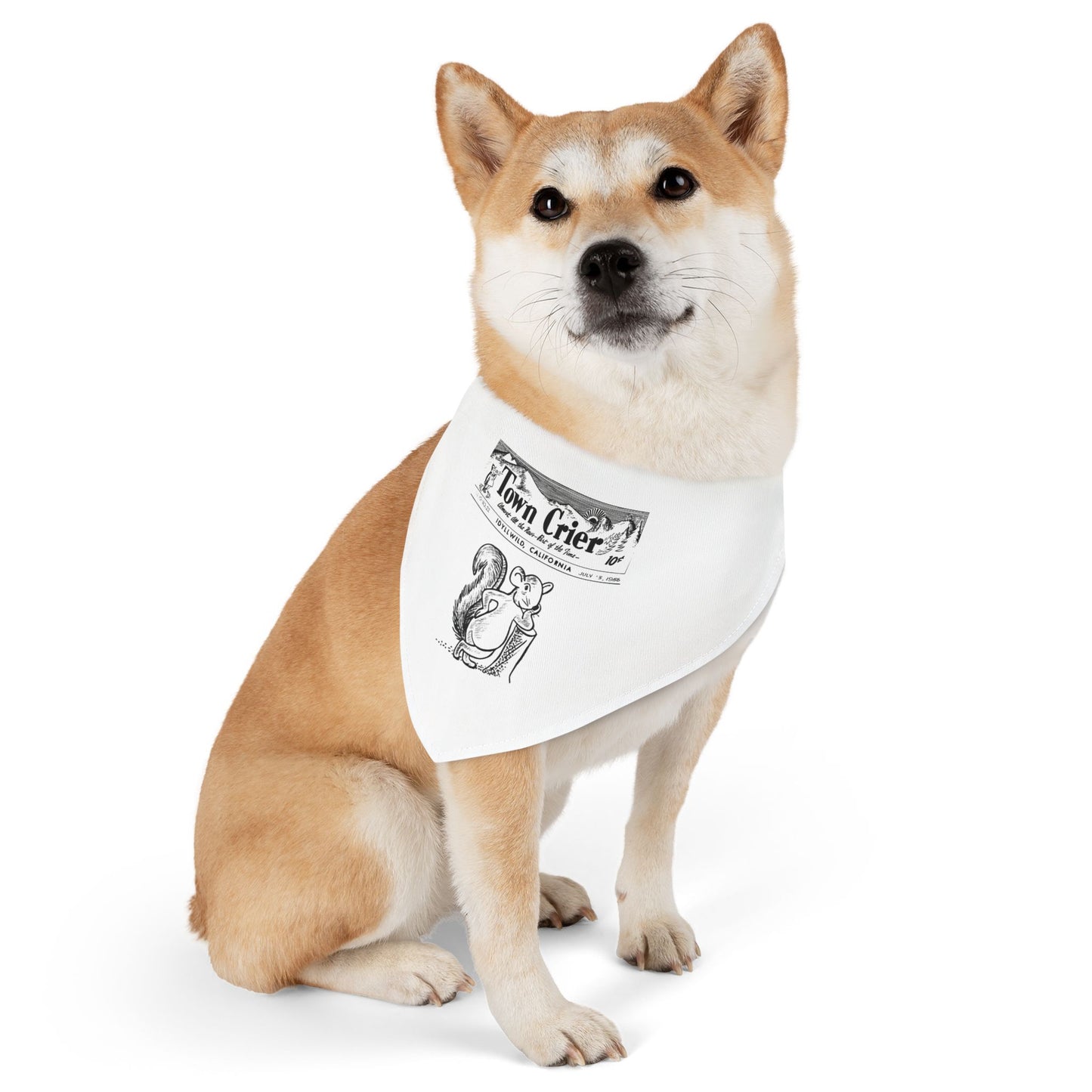Pet Bandana Collar - "Town Crier" Vintage Squirrel Design, Adjustable Dog & Cat Accessory